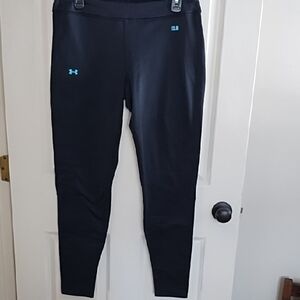 Under Armour Black Fleece Lined Leggings with Teal Accents